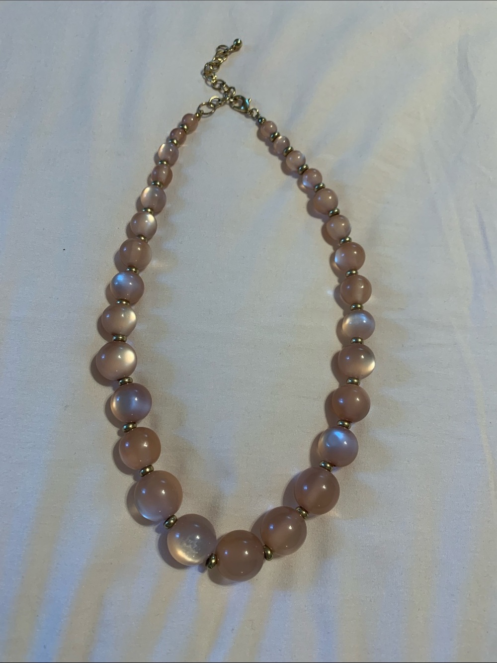 belk Pink Pearl-Look Beaded Necklace with Gold Spacers